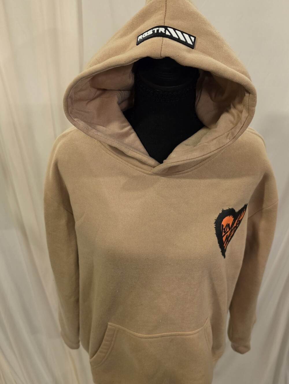 RGSTR Small Tan Love My Haters Teddy Bear Graphic Pullover Streetwear Hoodie - Picture 5 of 10